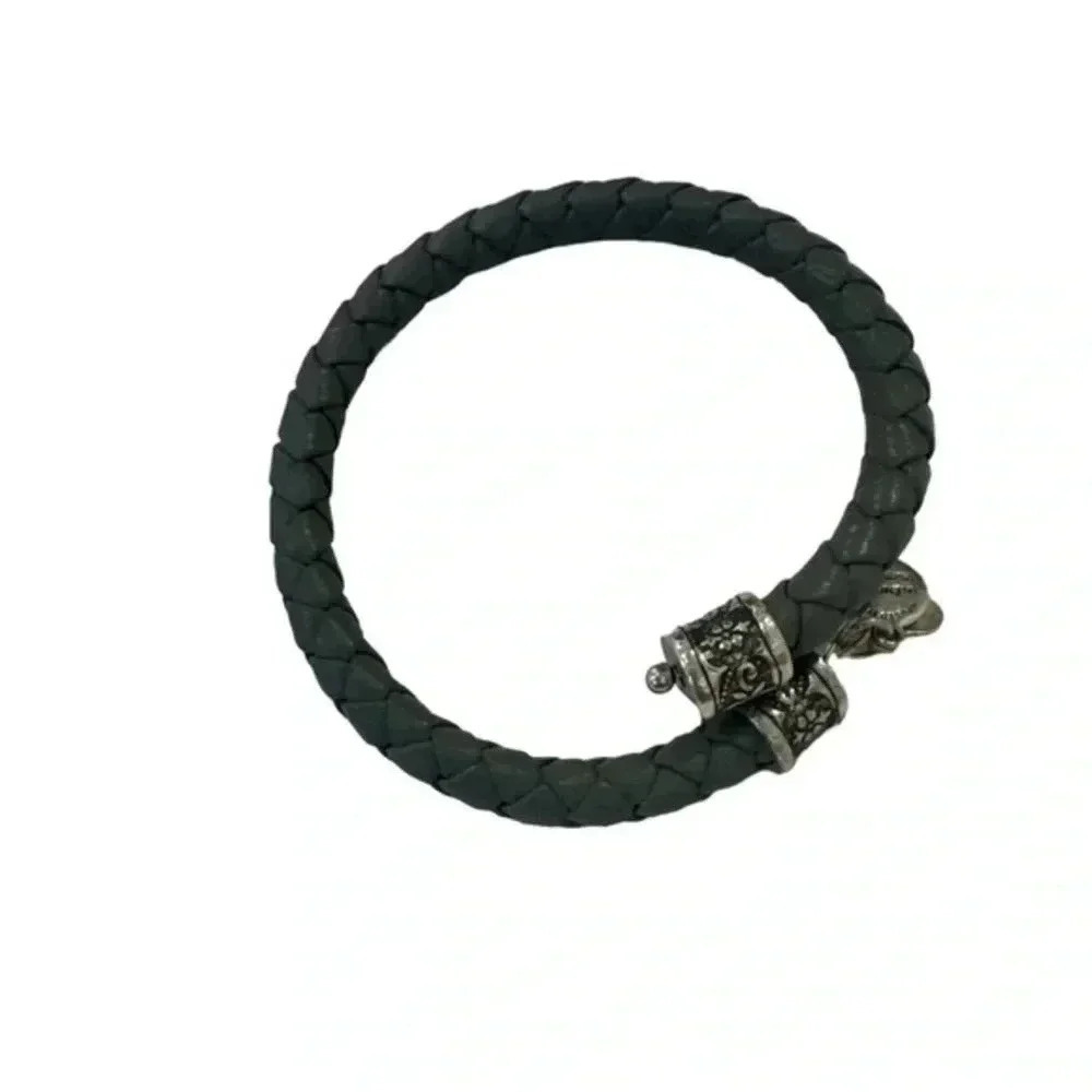 Alex and Ani Silver Tone Black Leather Wrap Bracelet A152